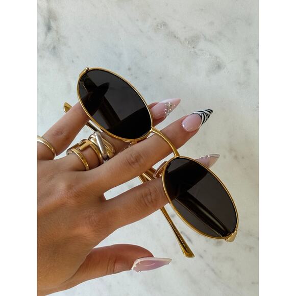 NEW Bottega Veneta BV1386S Gold Sardine Oval Sunglasses $655 main image 3